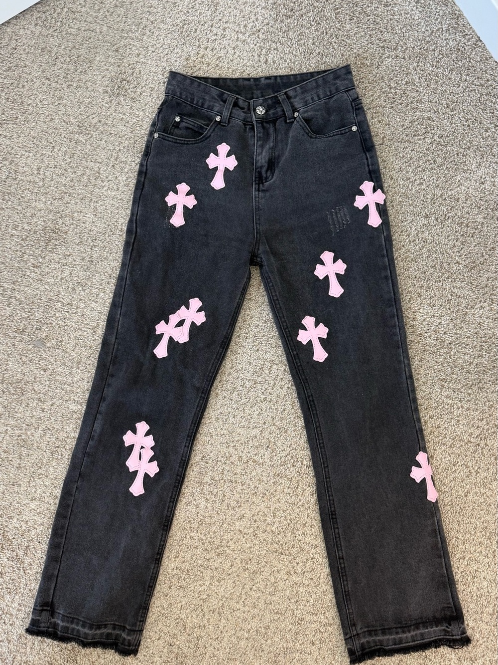 Women's Jeans with Pink Crosses